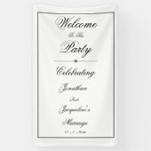 Elegant Persoonlijk Wit Weddenschap Welkomstbanner Spandoek (Verticaal)