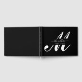 Elegant Persoonlijk Zwart Manuscript Monogram Wedd Gastenboek (Volledig)