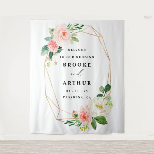 Elegant persoonlijke foto van bruiloft wandkleed (Voorkant)