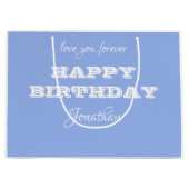 Elegant persoonlijke Happy Birthday Blue Gift Bag Large Cadeautasje (Voorkant)