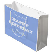 Elegant persoonlijke Happy Birthday Blue Gift Bag Large Cadeautasje (Voorkant Gekanteld)