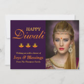 Elegant Persoonlijke Happy Diwali-fotokaart (Voorkant)
