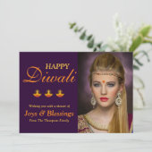 Elegant Persoonlijke Happy Diwali-fotokaart (Staand voorkant)