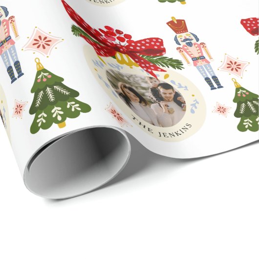 Elegant persoonlijke kerstfoto cadeaupapier (Rol Hoek)