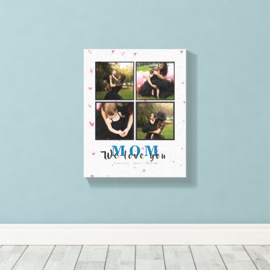 Elegant Persoonlijke liefde Je moeder 4 familie Fo Canvas Afdruk (Insitu (Houten vloer))