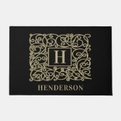 Elegant Persoonlijke monogram Familienaam Black Deurmat (Voorkant)