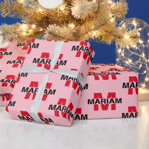 Elegant Persoonlijke Monogram Naam Roze Cadeau Cadeaupapier