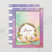 Elegant persoonlijke naam Happy Easter Day Feestdagenkaart (Voorkant / Achterkant)