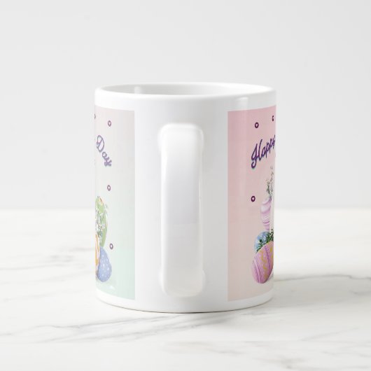 Elegant persoonlijke naam Happy Easter Day Grote Koffiekop (Achterkant)