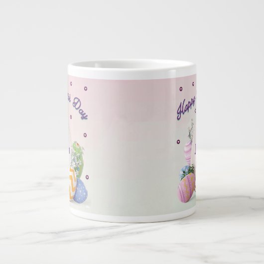 Elegant persoonlijke naam Happy Easter Day Grote Koffiekop (Voorkant)