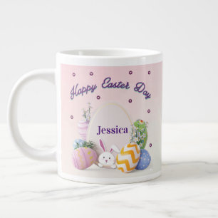 Elegant persoonlijke naam Happy Easter Day Grote Koffiekop