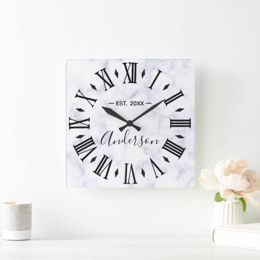 Elegant persoonlijke witte marmer vierkante klok (Huis)