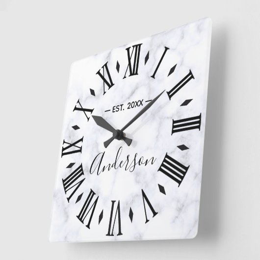 Elegant persoonlijke witte marmer vierkante klok (Hoek)
