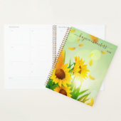 Elegant persoonlijke zonnebloemen op groen aangepa planner (Display)