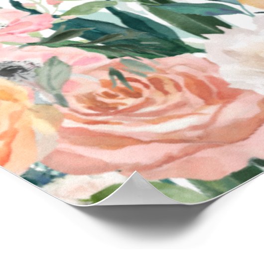 Elegant Perzik Bloemblad 90ste verjaardag Party te Poster