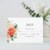 Elegant Perzik Bloemen Roos Bruiloft RSVP Kaartje (Staand voorkant)