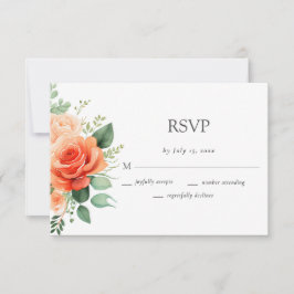 Elegant Perzik Bloemen Roos Bruiloft RSVP Kaartje