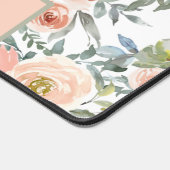 Elegant Perzik Bloemen Waterverf Monogram Bureaumat (Hoek)
