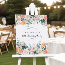 Elegant Perzik Bloemenblad 80e verjaardag Party te