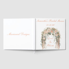 Elegant Perzik Bloemige Trouwgastenboek Gastenboek