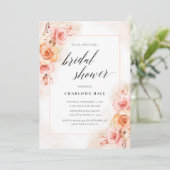Elegant Perzik Blush Bloemen Foto Vrijgezellenfees Kaart (Staand voorkant)
