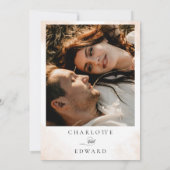 Elegant Perzik Blush Bloemen Foto Vrijgezellenfees Kaart (Achterkant)