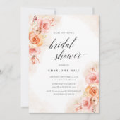 Elegant Perzik Blush Bloemen Foto Vrijgezellenfees Kaart (Voorkant)