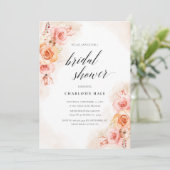 Elegant Perzik Blush Bloemen Foto Vrijgezellenfees Kaart (Staand voorkant)