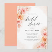 Elegant Perzik Blush Bloemen Foto Vrijgezellenfees Kaart (Voorkant / Achterkant)