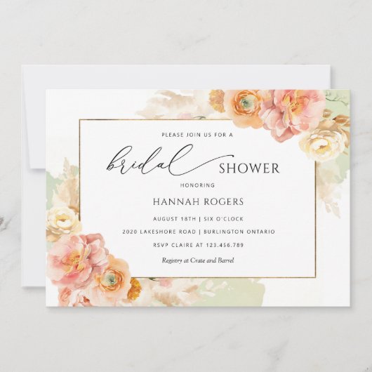 Elegant Perzik, Blush en Green Vrijgezellenfeest Kaart (Voorkant)