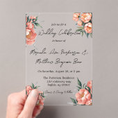 Elegant perzik boeket met diamanten bruiloft acryl uitnodigingen (Insitu (Draagbaar))