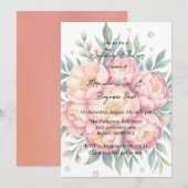 Elegant perzik boeket met diamanten bruiloft douch kaart (Voorkant / Achterkant)