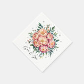 Elegant perzik boeket met diamanten bruiloft servet (Hoek)