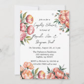 Elegant perzik boeket met diamanten koppels douche kaart (Voorkant)