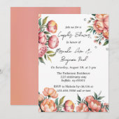 Elegant perzik boeket met diamanten koppels douche kaart (Voorkant / Achterkant)