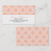 Elegant perzik damast patroon visitekaartje (Voorkant / Achterkant)