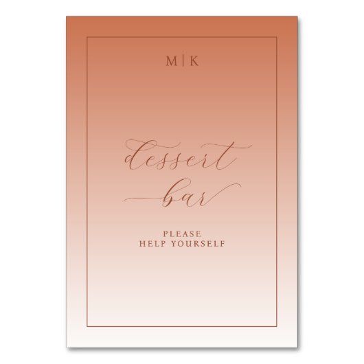 Elegant Perzik Dessertbar Bord Kaart (Voorkant)