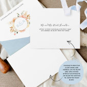 Elegant Perzik en Blue Floral Weddenschap met RSVP All In One Uitnodiging