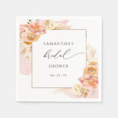 Elegant Perzik en Blush Roze Bloemen Vrijgezellenf Servet (Voorkant)