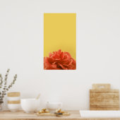 Elegant Perzik en Gele Floral Art Poster (Keuken)