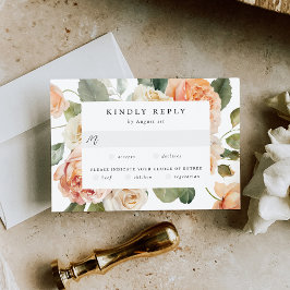 Elegant Perzik en Ivoor Roos Maaltijd Keuze Bruilo RSVP Kaartje