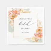 Elegant Perzik en Salie Bloemen Vrijgezellenfeest Servet (Voorkant)