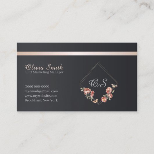 Elegant Perzik Floral Visitekaartje 10 (Voorkant)