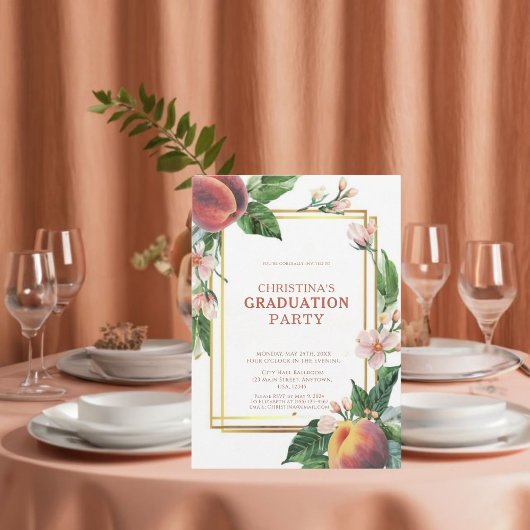 Elegant perzik fruit Afstuderen Kaart