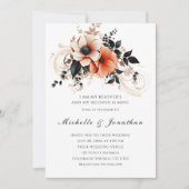 Elegant Perzik Grijs Bloemenbijbel Christelijk Bru Kaart (Voorkant)