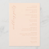 Elegant Perzik Huwelijksceremonieprogramma Programmakaart (Achterkant)