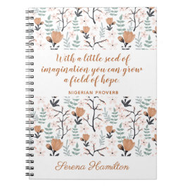 Elegant Perzik Inspirerend Hoop Quote Bloemenkunst Notitieboek