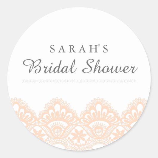 Elegant Perzik Kant Vrijgezellenfeest Sticker (Voorkant)