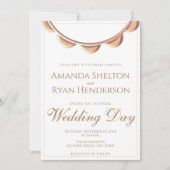 Elegant Perzik Ketting Witte bruiloft Kaart (Voorkant)