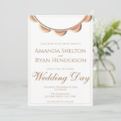 Elegant Perzik Ketting Witte bruiloft Kaart (Staand voorkant)